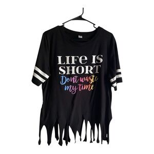 Hybrid Women’s Size 2X Black Life Is Short T-Shirt